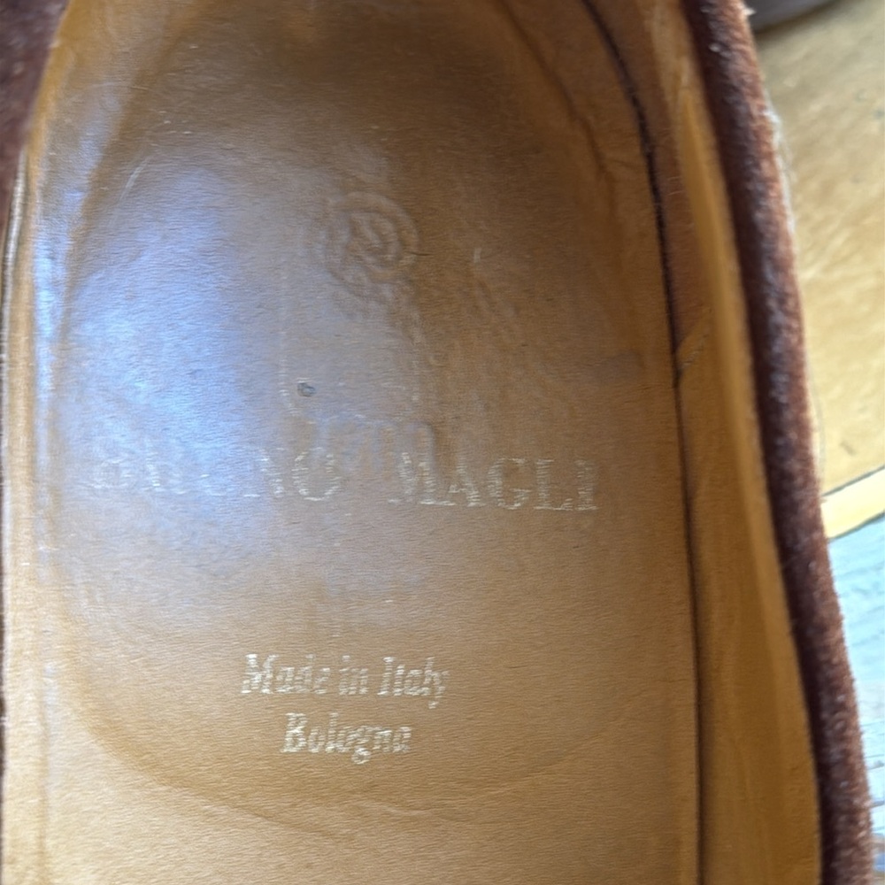 Bruno Magli Ken Lug Sole Penny Loafer in Chestnut Suede | Bologna Construction - Picture 11 of 16